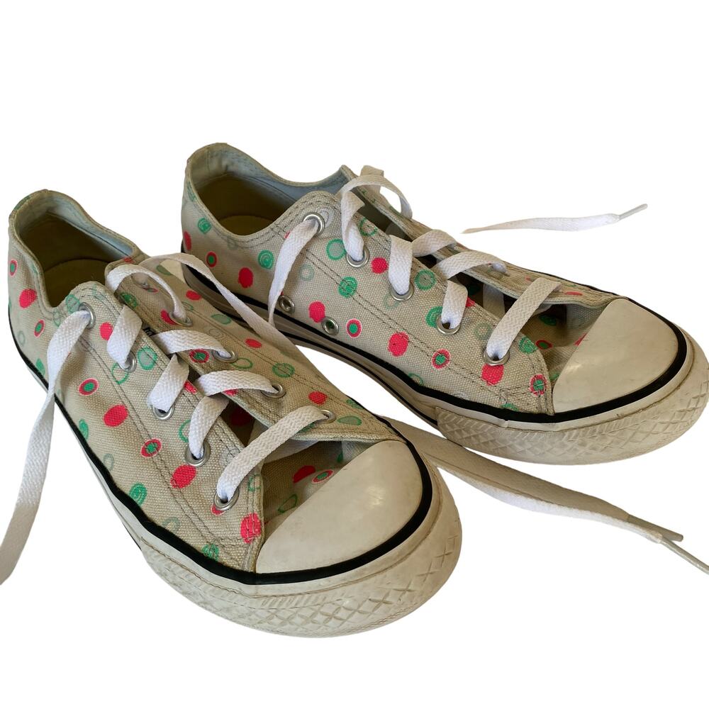 CONVERSE All Star Low Top Sneakers Polka Dots Junior Size 4 / EU 36